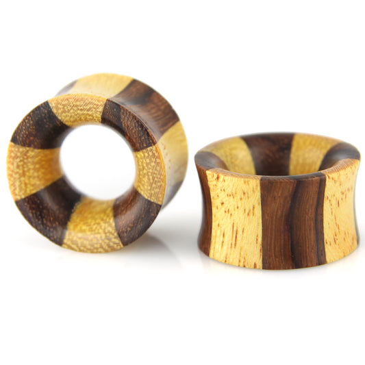Hand Carved Wood Two Tone Bevel Tunnel Plugs – Evolatree Jewelry