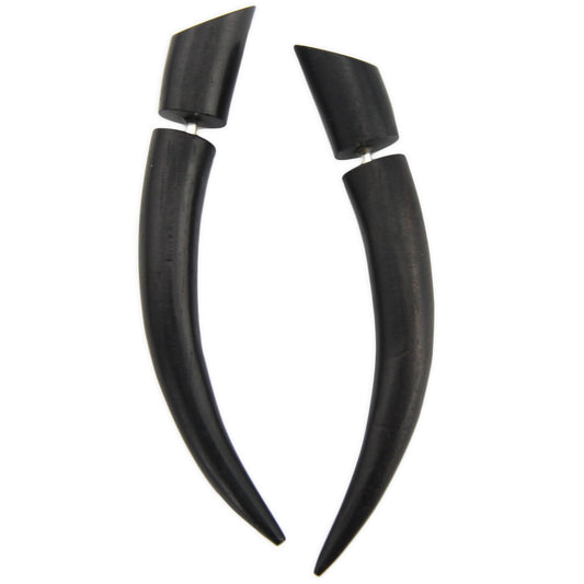 Curved Ear Spike Fake Gauge Earrings - Non-Piercing Cheater Plugs – image 3 – Evolatree Jewelry