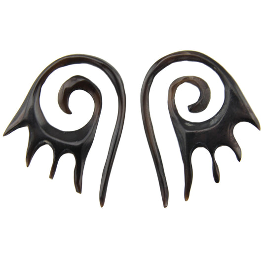 Hand Carved Horn Spiral Fire Ear Gauges - 2mm / 12g – Evolatree Jewelry