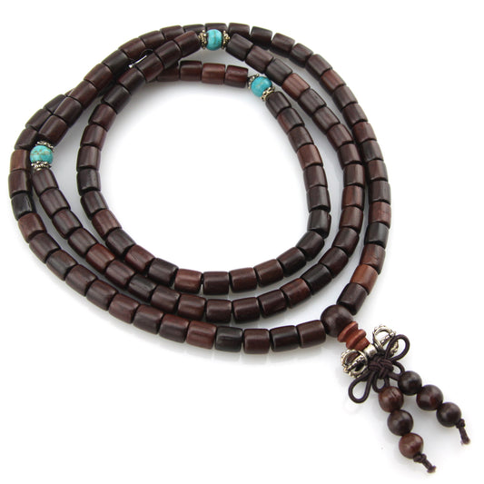 Dark Wood & Turquoise Mala Necklace – Evolatree Jewelry