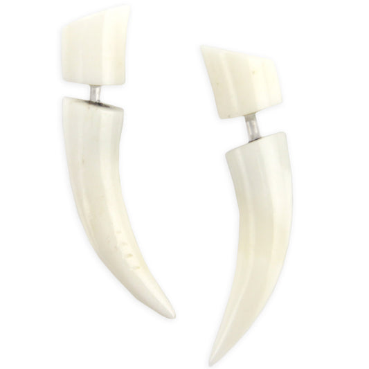 Curved Ear Spike Fake Gauge Earrings - Non-Piercing Cheater Plugs