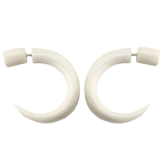 Curved Hook Ear Spike Fake Gauge Earrings - Non-Piercing Cheater Plugs