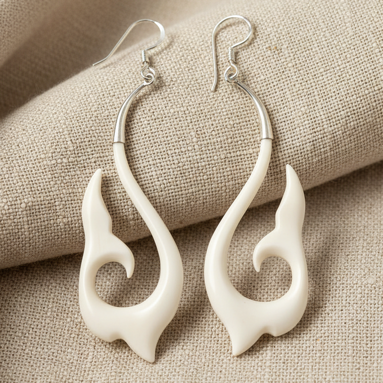 Celtic Flame - Bone & Silver Earrings