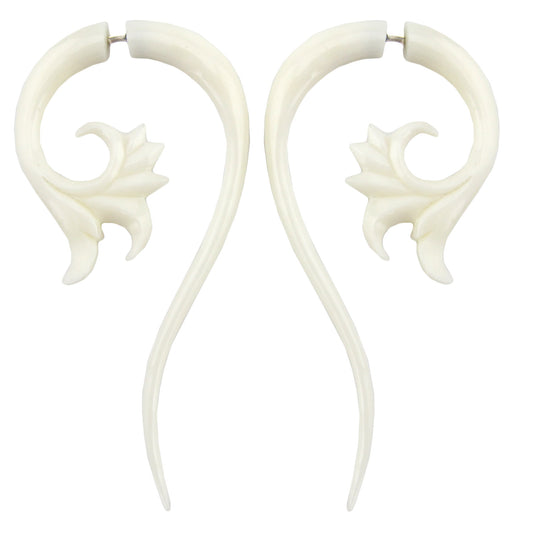 Lotus Swirl Fake Gauge Earrings - Non-Piercing Cheater Plugs – Evolatree Jewelry