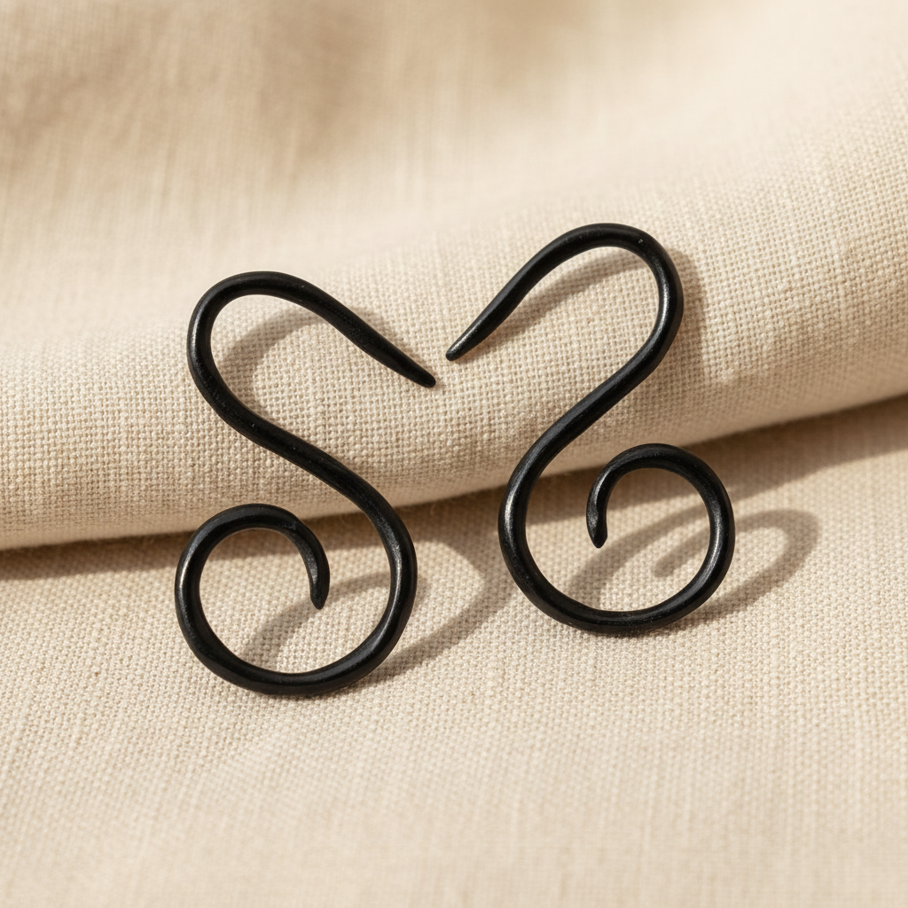 Hand Carved Horn Swan Tail Ear Gauges - 1.5mm / 14g