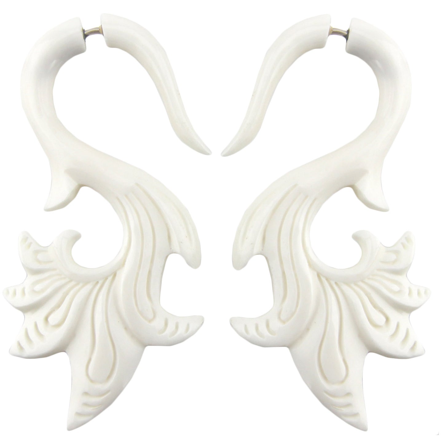 Feather Flare Fake Gauge Earrings - Non-Piercing Cheater Plugs – image 2 – Evolatree Jewelry