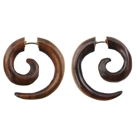 Hand Carved Sono Wood Spiral Earrings – Evolatree Jewelry
