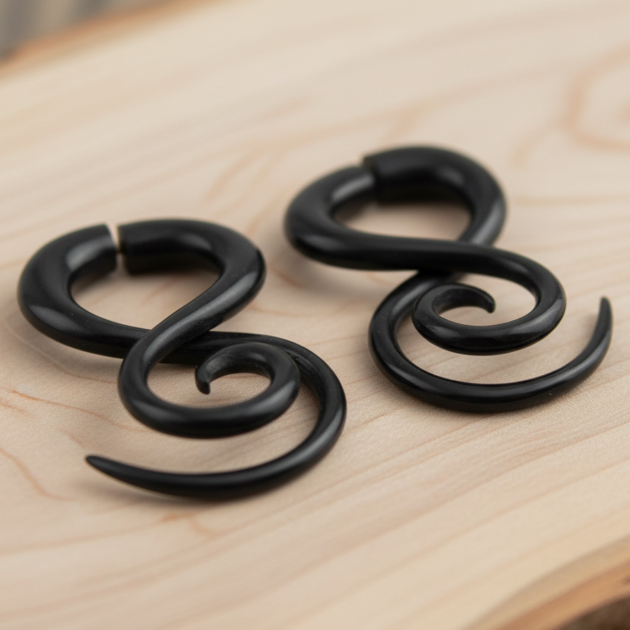 3D Loop Swirl Fake Gauge Earrings - Non-Piercing Cheater Plugs
