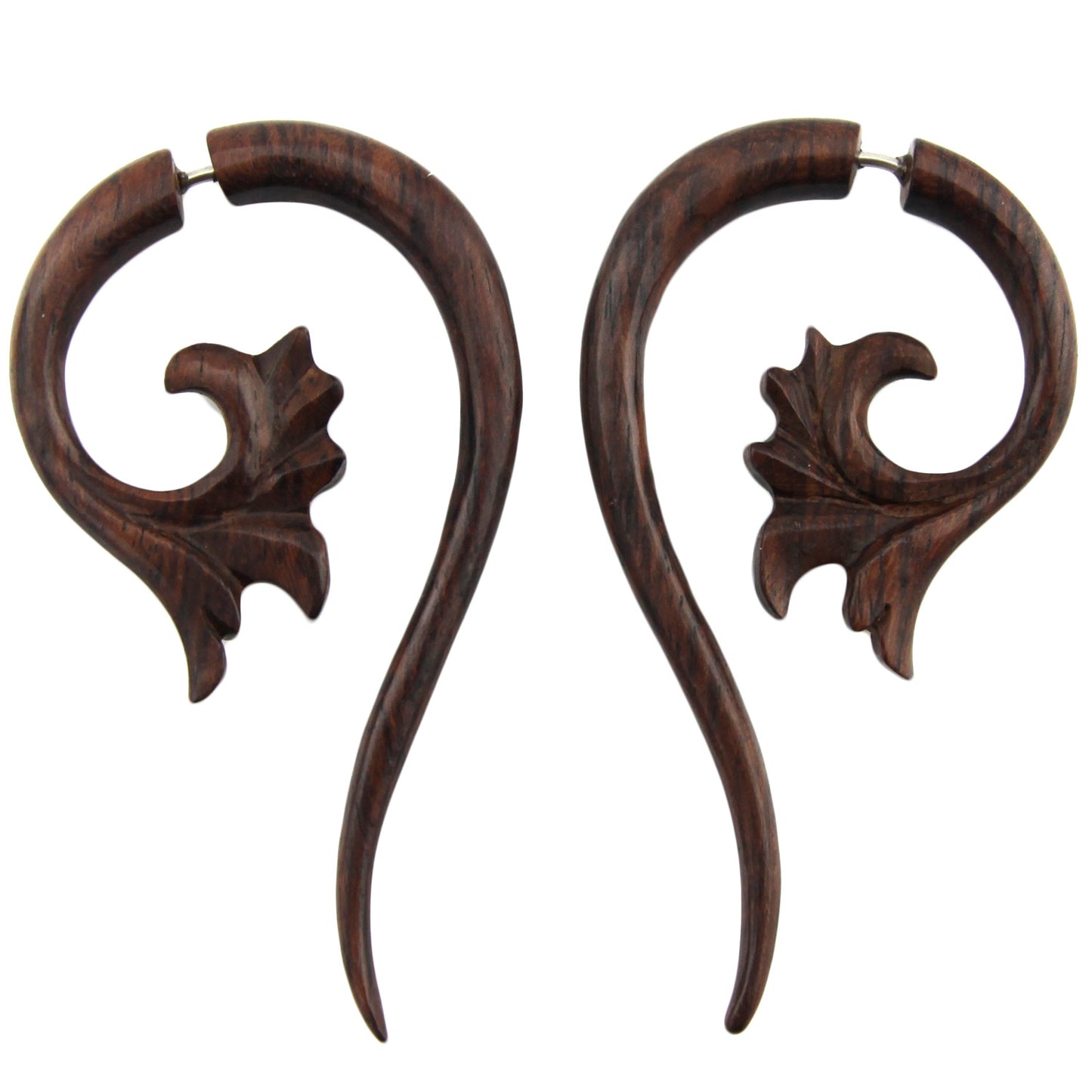 Lotus Swirl Fake Gauge Earrings - Non-Piercing Cheater Plugs – image 3 – Evolatree Jewelry