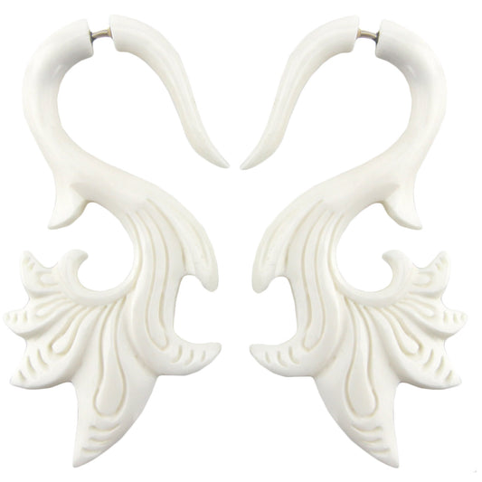 Feather Flare Fake Gauge Earrings - Non-Piercing Cheater Plugs