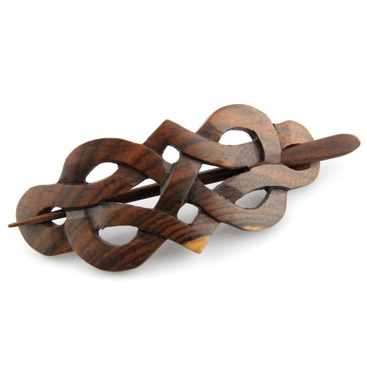 Evolatree Natural Hair Barrettes - Handmade Wood Barrette Hair Pin - Unique Wooden Hair Styling Accessories - 4" (Celtic Princess)