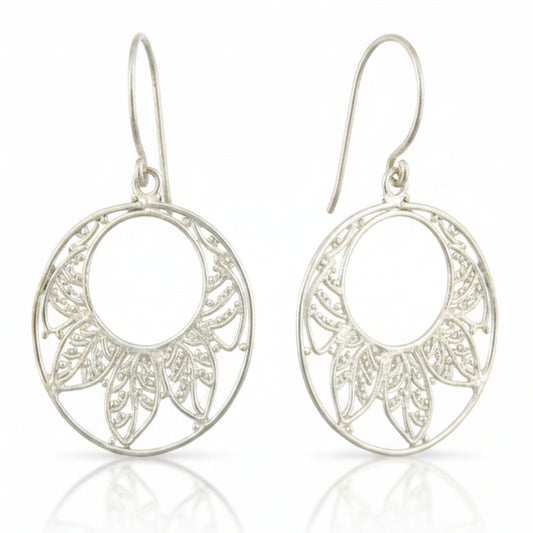 Handcrafted Silver-Plated Small Leaf Hook Earrings - Style 0044 – image 2 – Evolatree Jewelry
