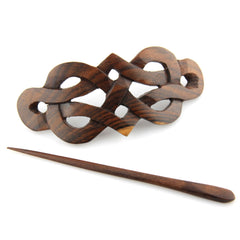 Evolatree Natural Hair Barrettes - Handmade Wood Barrette Hair Pin - Unique Wooden Hair Styling Accessories - 4" (Celtic Princess)