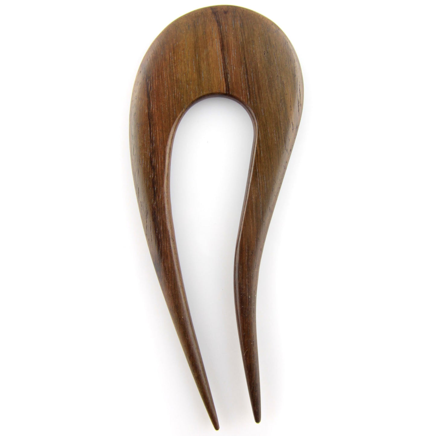 Evolatree - Double Prong Sono Wood Curved Drop Carved Design Hair Stick Pin - 5"