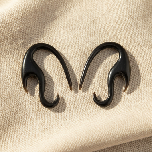 Hand Carved Horn Fire Loop Ear Gauges - 2.5mm / 10g