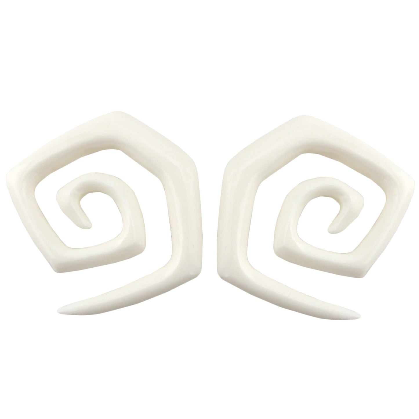 Hand Carved Bone Spiral Square Ear Plugs – image 2 – Evolatree Jewelry