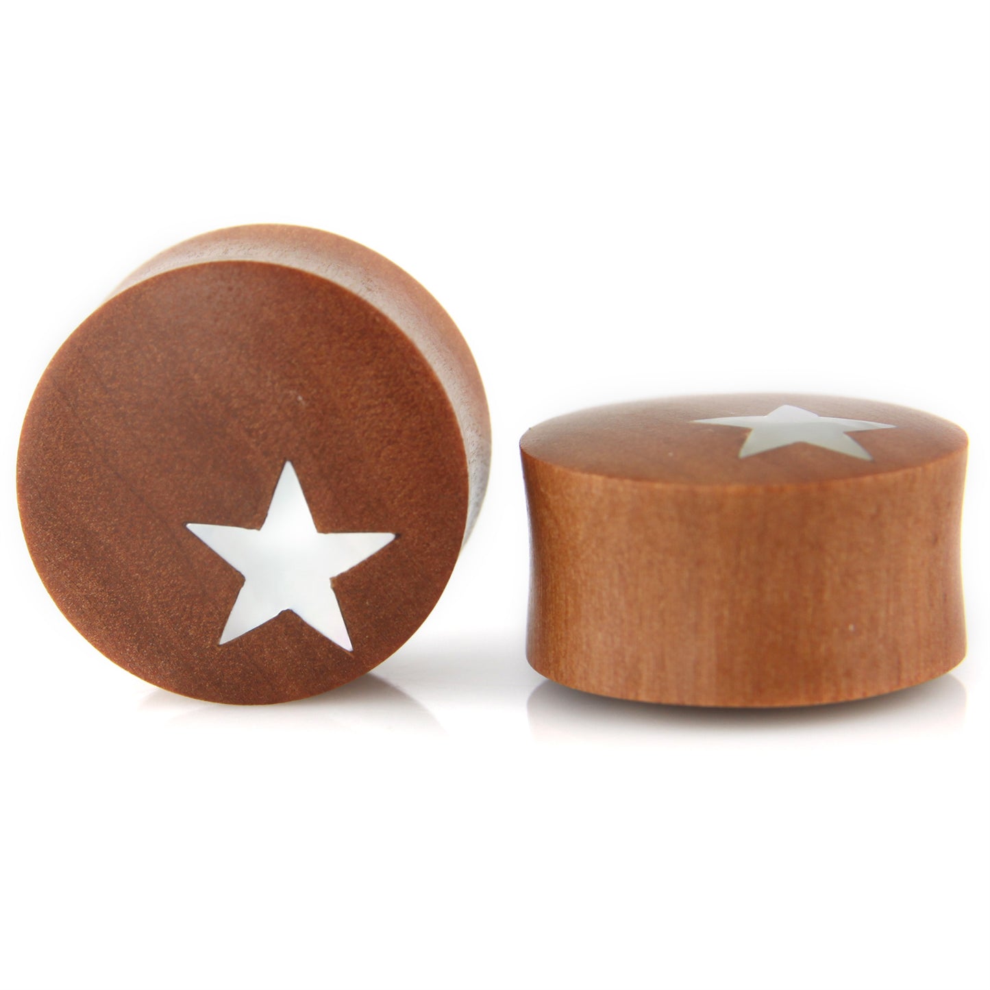 Hand Carved MOP & Wood Star Ear Plugs – image 5 – Evolatree Jewelry