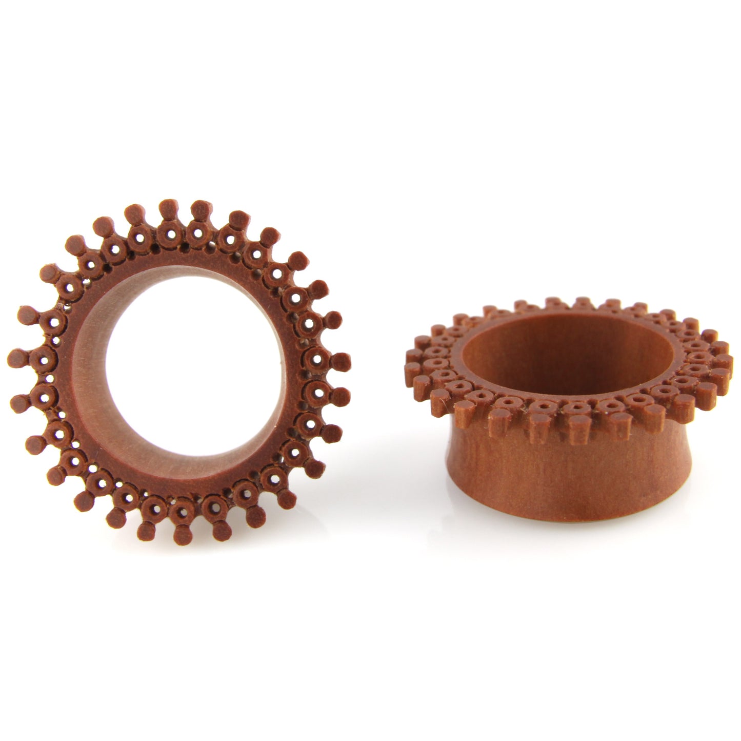 Hand Carved Fractal Sun Ear Plugs – image 6 – Evolatree Jewelry