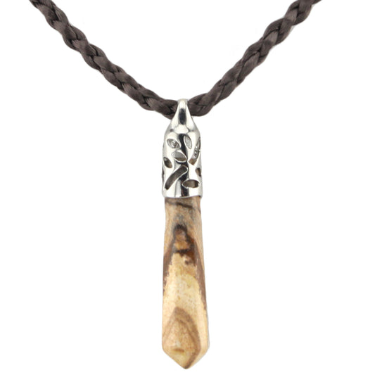 Marble Cut Stone Leafy Fitting Pendant with Brown Woven Necklace – Evolatree Jewelry