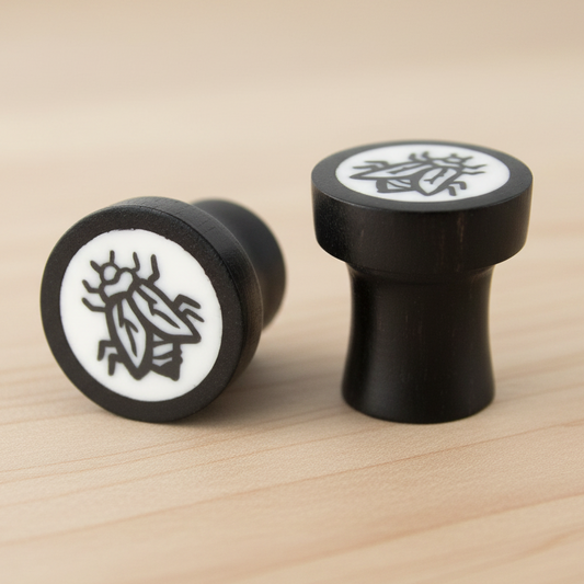 Hand Carved Resin & Wood Fly Ear Plugs