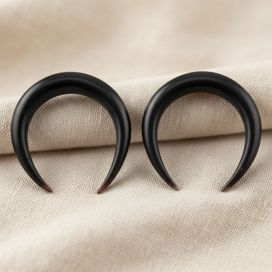 Hand Carved Horn Bull Ring Ear Gauges - 3mm / 8g