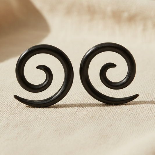 Hand Carved Horn Spiral Ear Gauges - 2mm / 12g