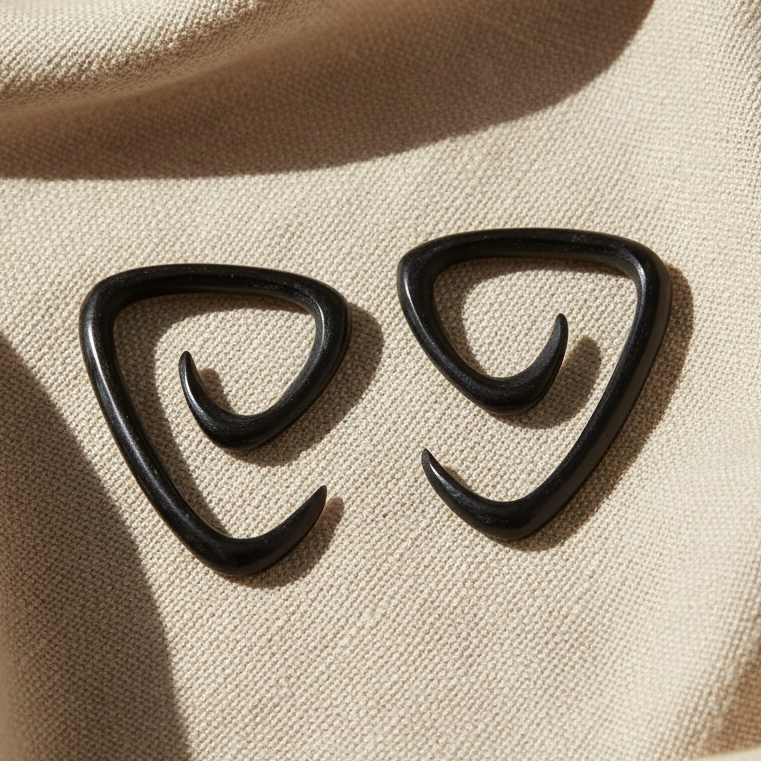 Hand Carved Horn Triangle Spiral Ear Gauges - 1.5mm / 14g