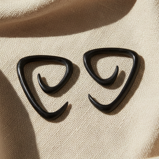 Hand Carved Horn Triangle Spiral Ear Gauges - 1.5mm / 14g