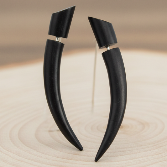 Curved Ear Spike Fake Gauge Earrings - Non-Piercing Cheater Plugs