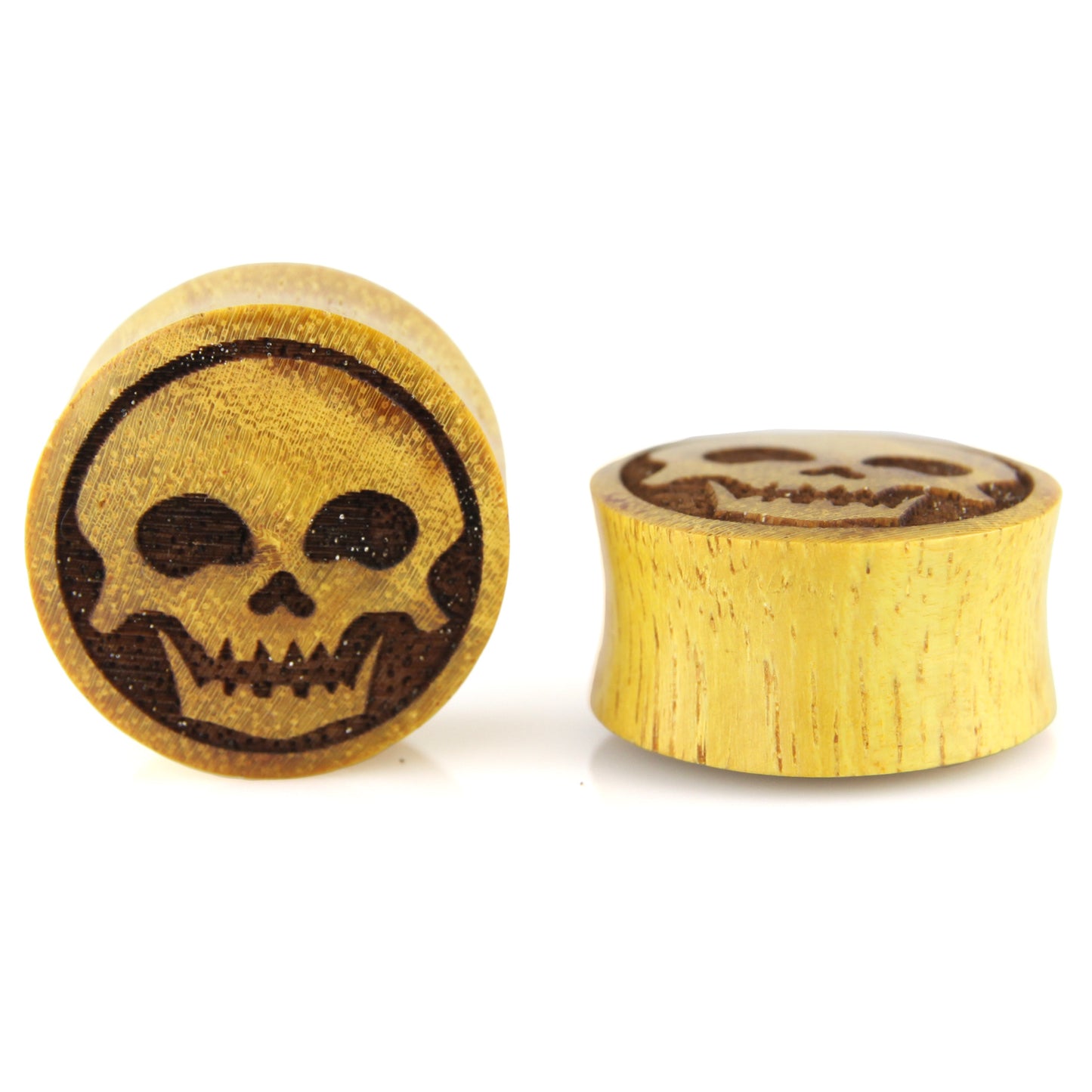 Hand Carved Wood Skellington Ear Plugs – image 3 – Evolatree Jewelry