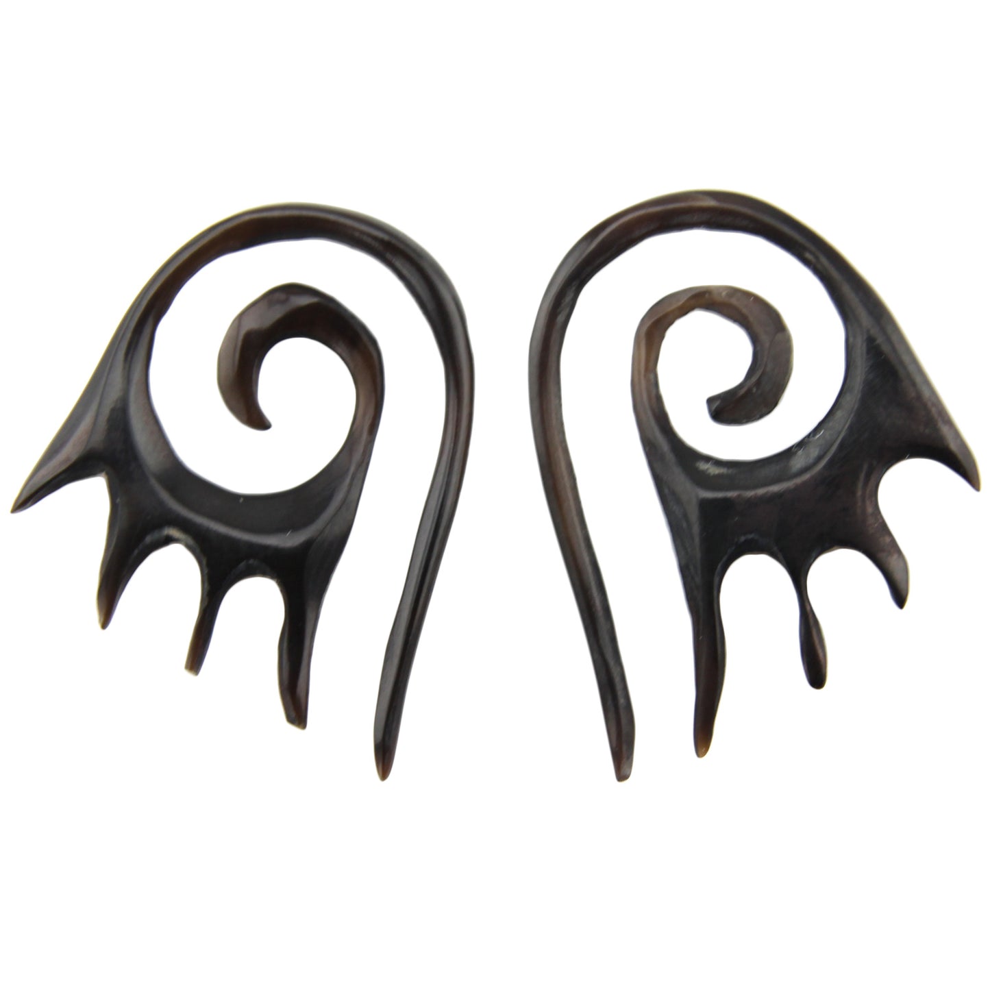 Hand Carved Horn Spiral Fire Ear Gauges - 2mm / 12g – Evolatree Jewelry