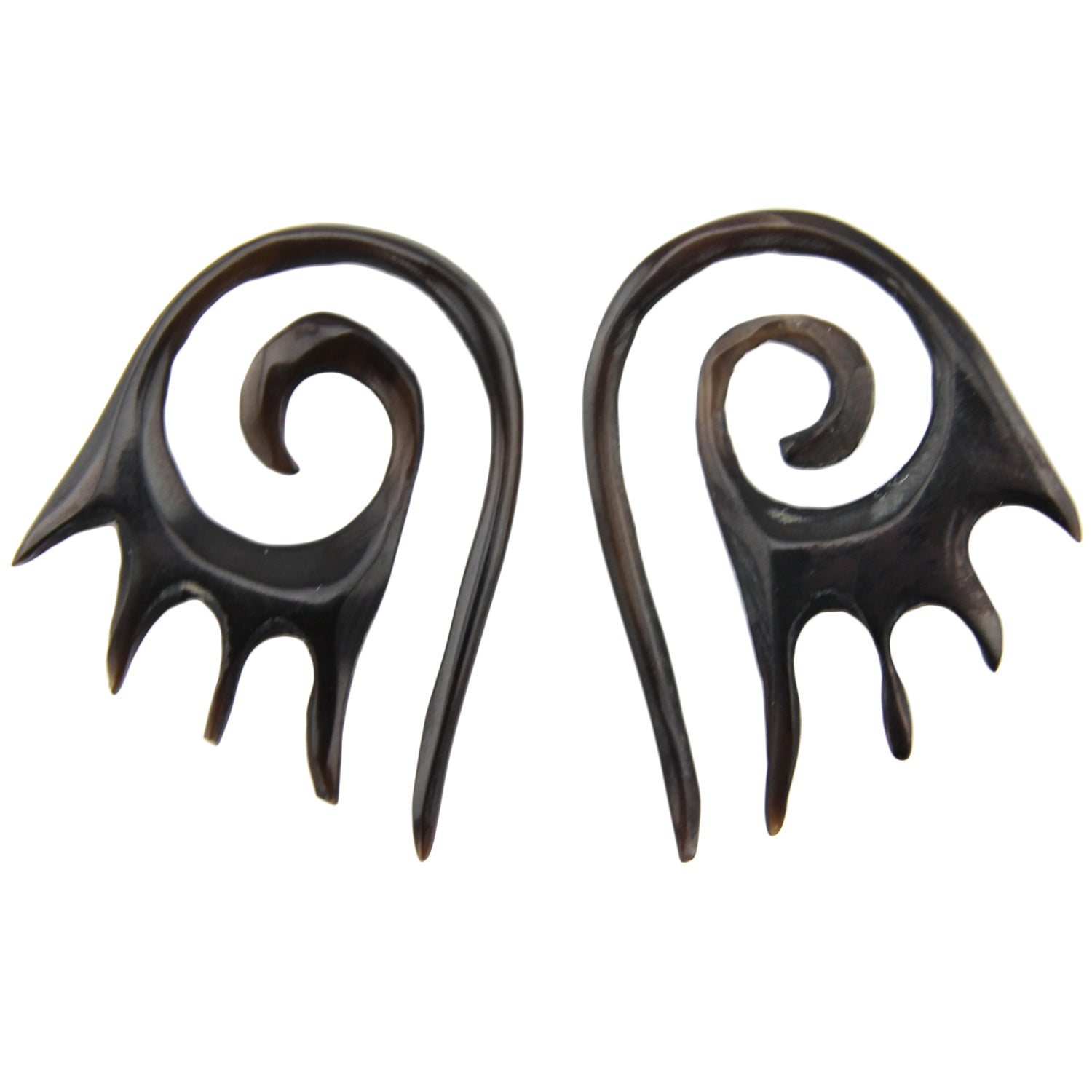 Hand Carved Horn Spiral Fire Ear Gauges - 2mm / 12g – Evolatree Jewelry