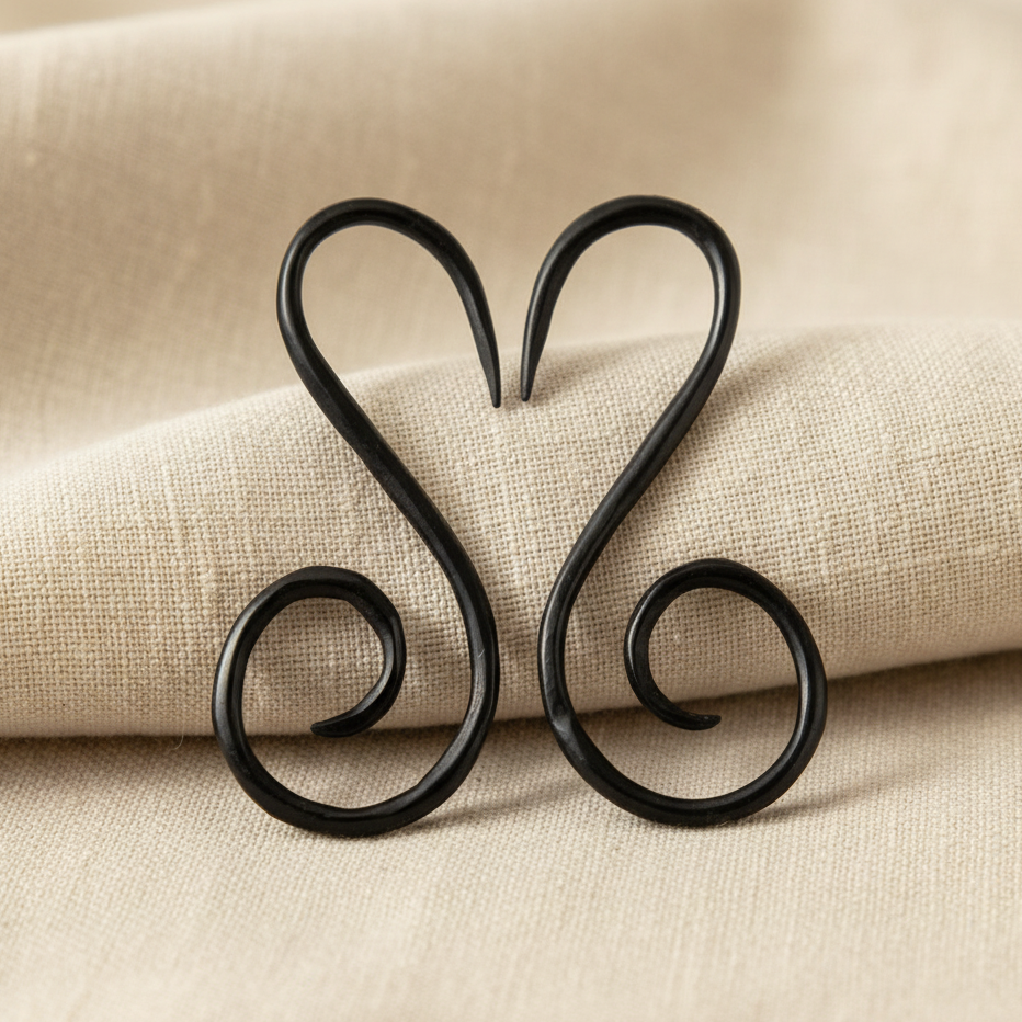 Hand Carved Horn Double Spiral Ear Gauges - 2mm / 12g