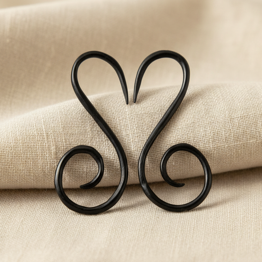 Hand Carved Horn Double Spiral Ear Gauges - 2mm / 12g