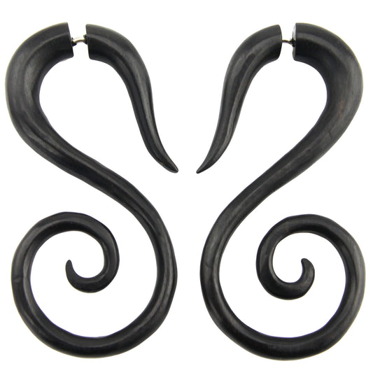 Spiral Swirl Fake Gauge Earrings - Non-Piercing Cheater Plugs – Evolatree Jewelry
