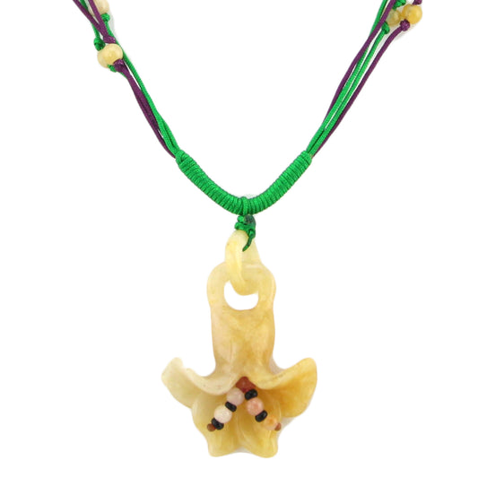 Hanging Flower Natural Stone Pendant - Beaded Green and Purple Woven Necklace – Evolatree Jewelry