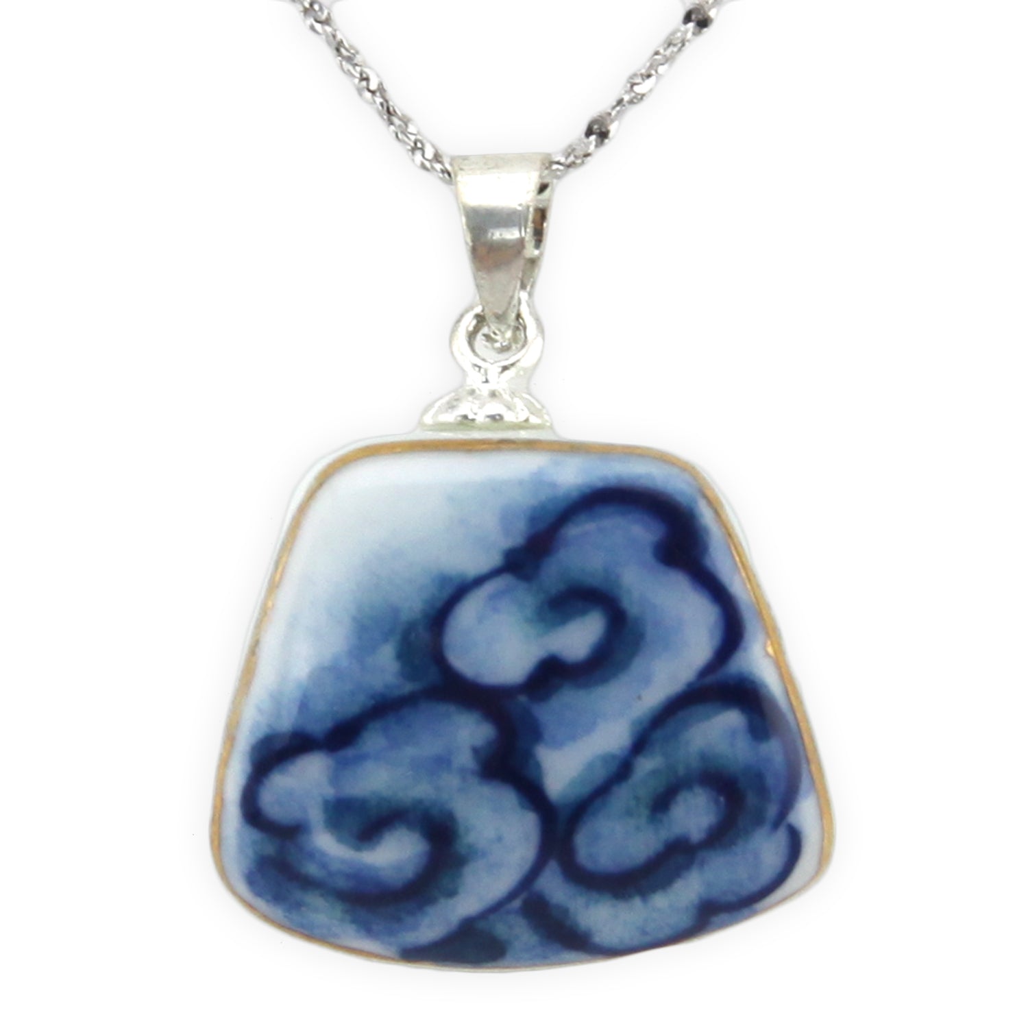 Hand Painted Ceramic - Silver Pendant Necklace – Evolatree Jewelry