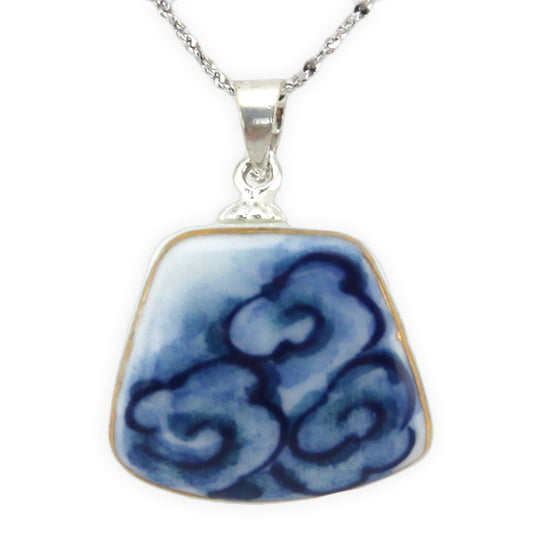 Hand Painted Ceramic - Silver Pendant Necklace – Evolatree Jewelry