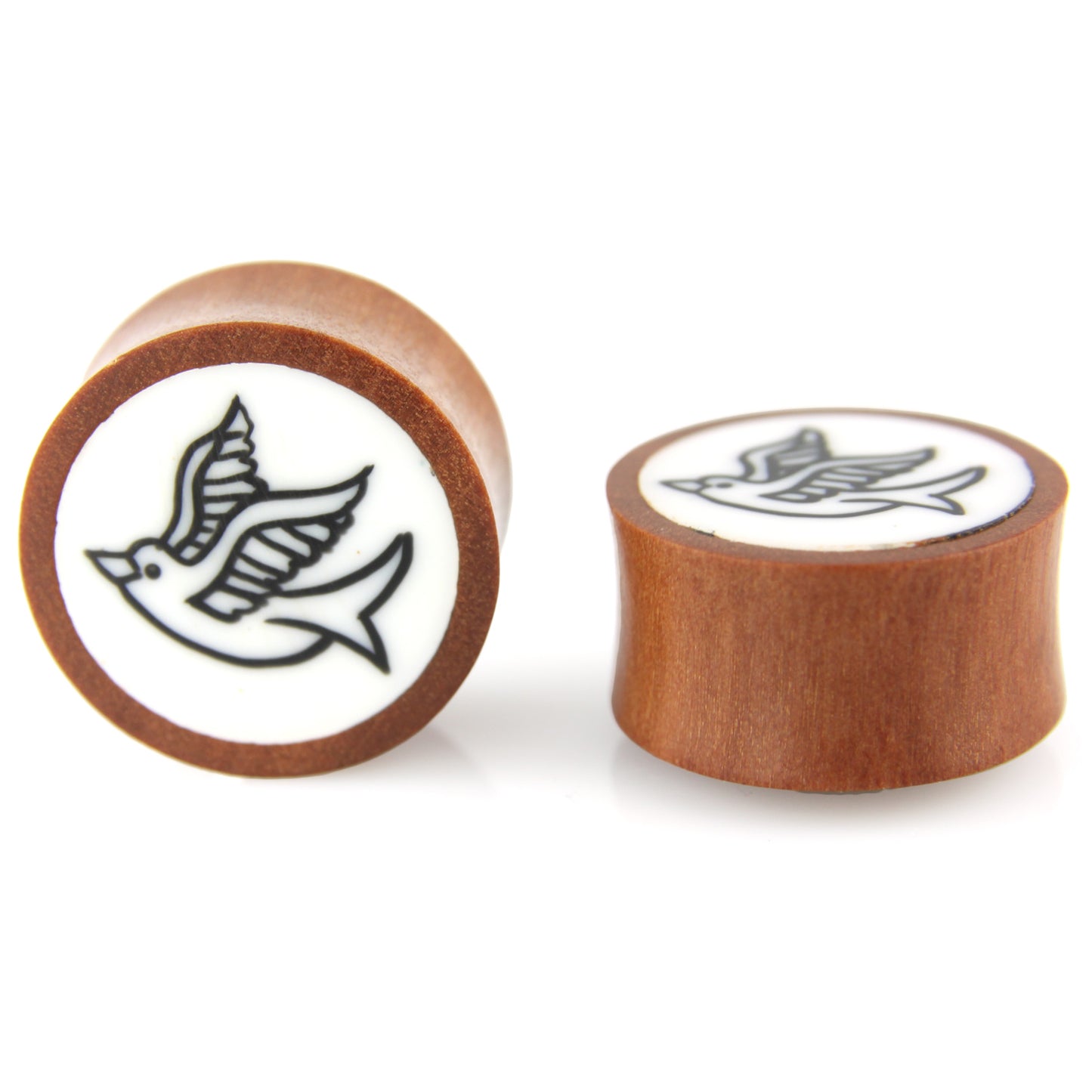 Hand Carved Resin & Wood Sparrow Ear Plugs – image 4 – Evolatree Jewelry