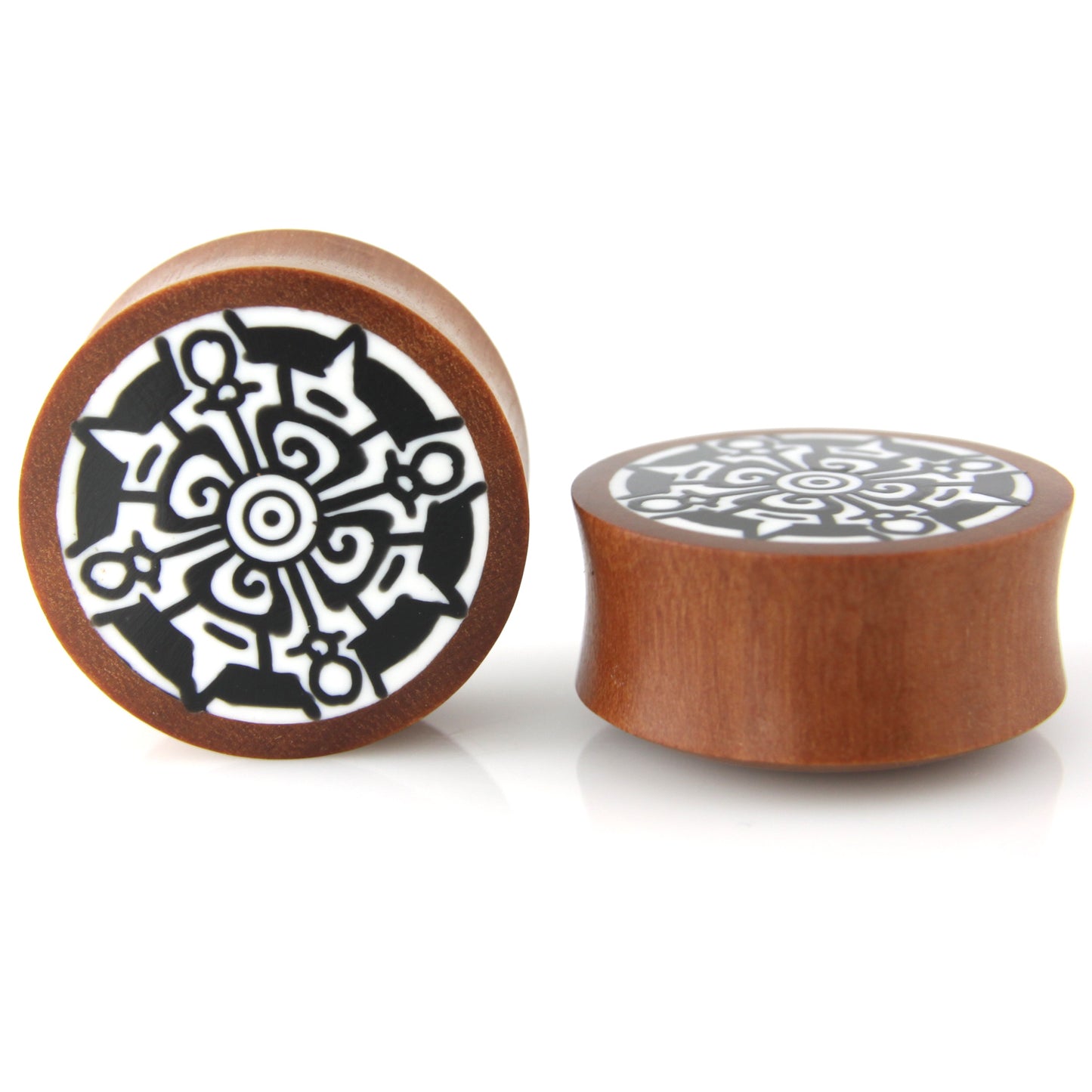 Hand Carved Resin & Wood Mandala Ear Plugs – image 5 – Evolatree Jewelry