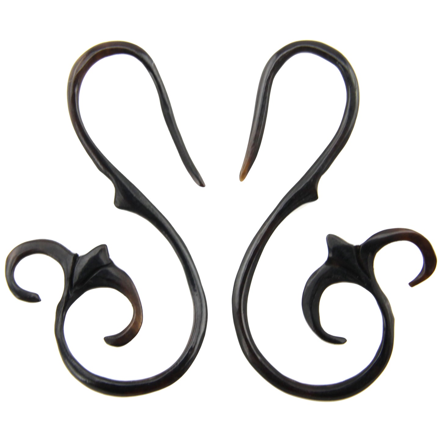 Hand Carved Horn Floral Fish Hook Ear Gauges - 2mm / 12g – Evolatree Jewelry