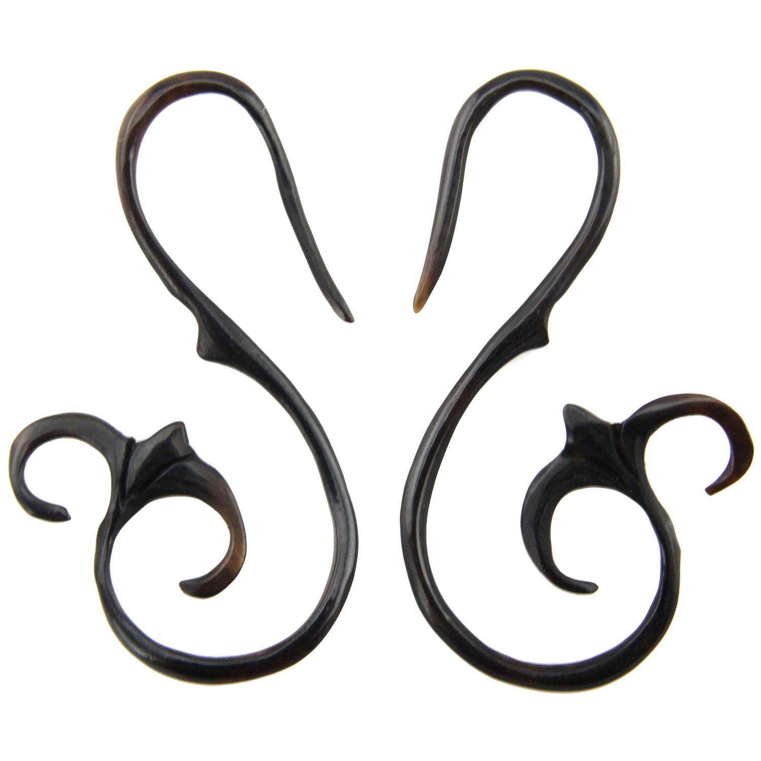 Hand Carved Horn Floral Fish Hook Ear Gauges - 2mm / 12g – Evolatree Jewelry