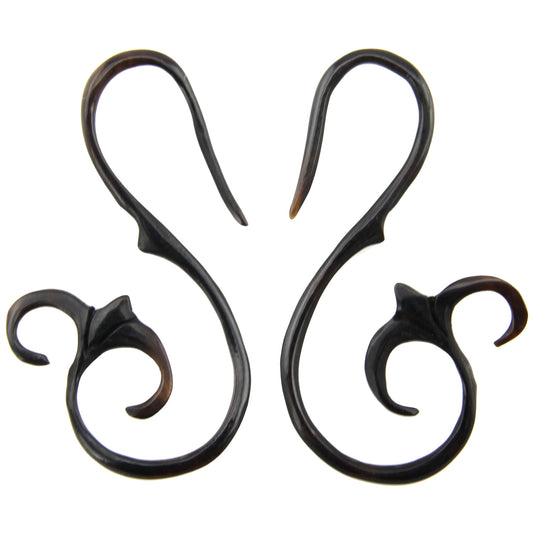 Hand Carved Horn Floral Fish Hook Ear Gauges - 2mm / 12g – Evolatree Jewelry