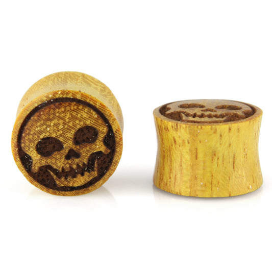 Hand Carved Wood Skellington Ear Plugs – Evolatree Jewelry