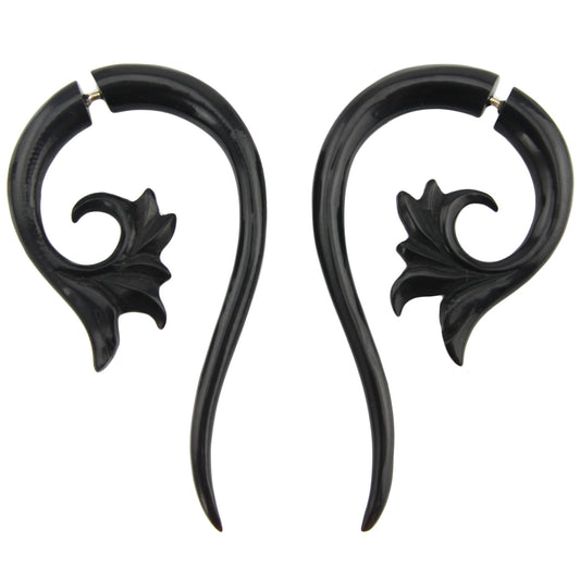 Lotus Swirl Fake Gauge Earrings - Non-Piercing Cheater Plugs