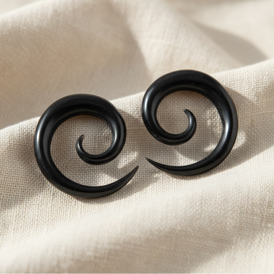 Hand Carved Horn Spiral Ear Gauges - 4mm / 6g