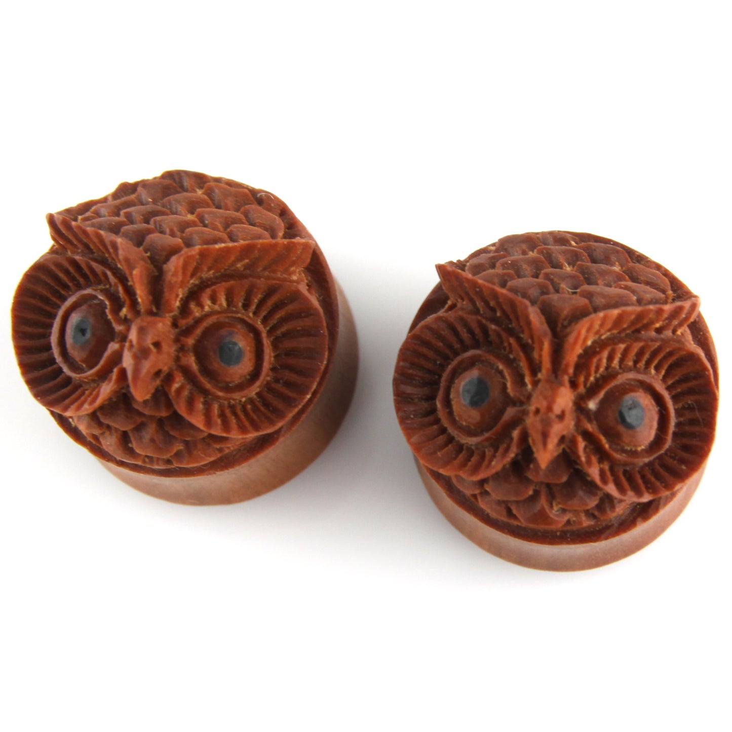 Hand Carved Owl Face Ear Plugs – image 4 – Evolatree Jewelry