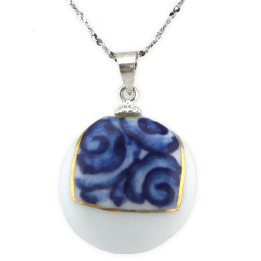 Hand Painted Ceramic - Silver Pendant Necklace – Evolatree Jewelry