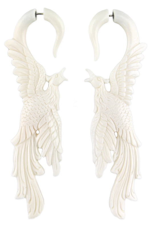 Phoenix Bone Fake Gauge Earrings - Non-Piercing Cheater Plugs – Evolatree Jewelry