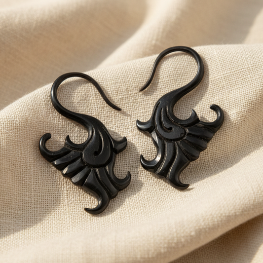 Hand Carved Horn French Filigree Ear Gauges - 2mm / 12g